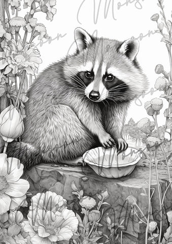 Flowers and animals grayscale coloring book digital â monsoon publishing usa