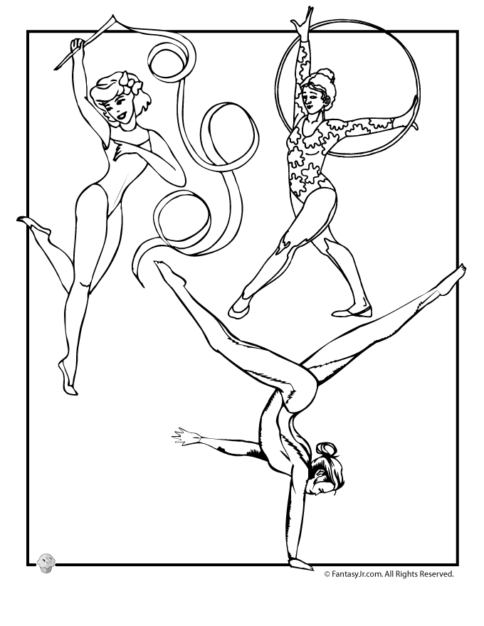 Free collection of gymnastics coloring pages for kids