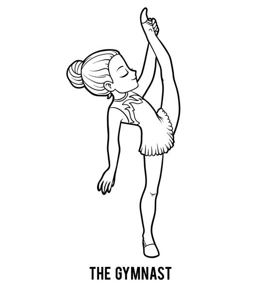 Coloring book the gymnast girl stock illustration