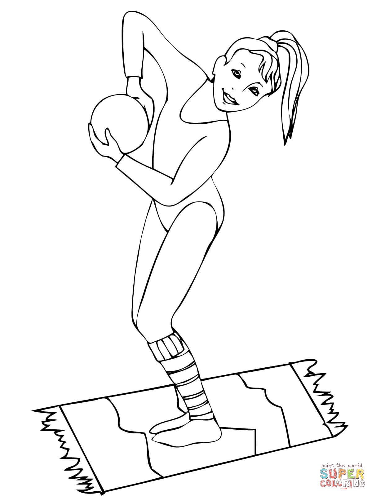 Rhythmic gymnastics coloring page free printable coloring pages