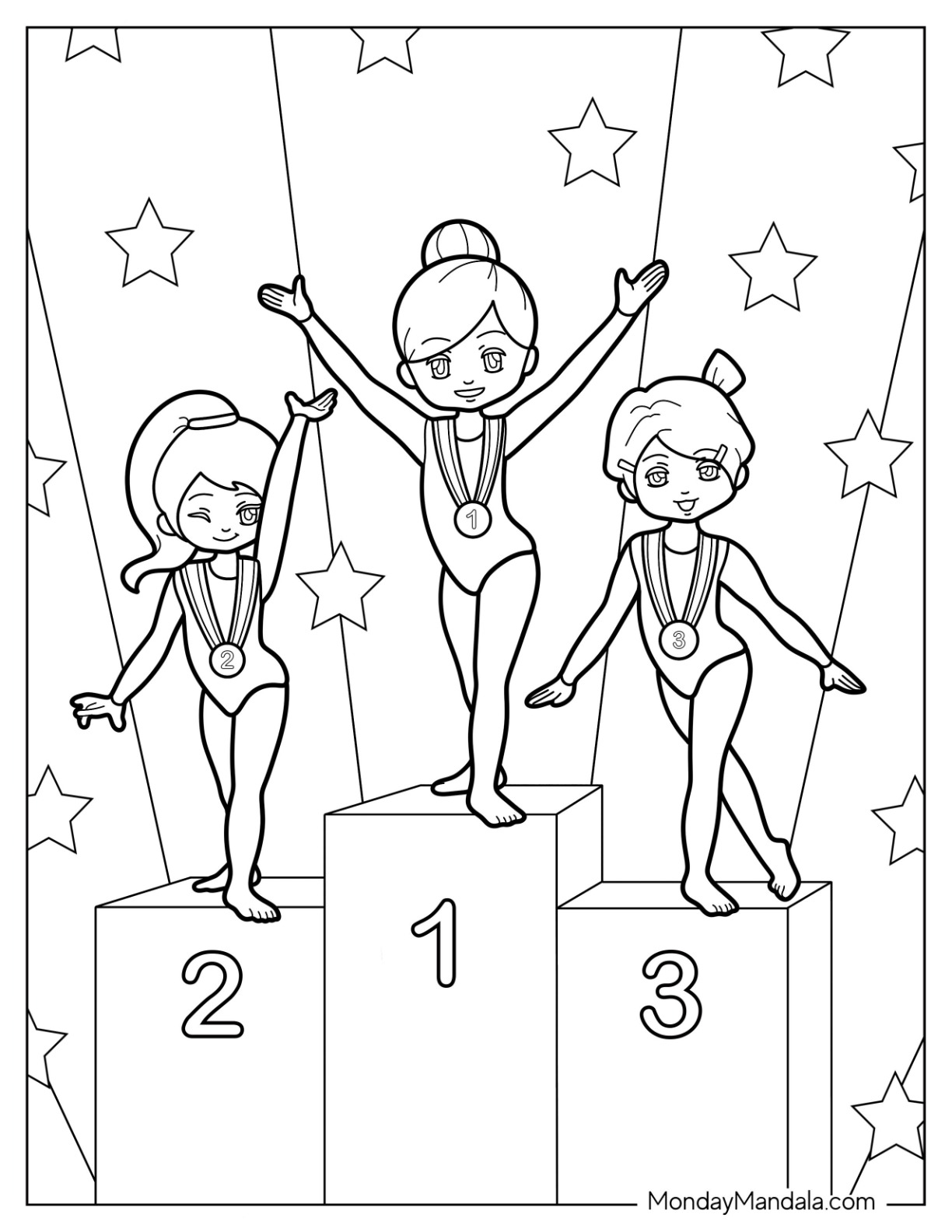 Gymnastics coloring pages free pdf printables