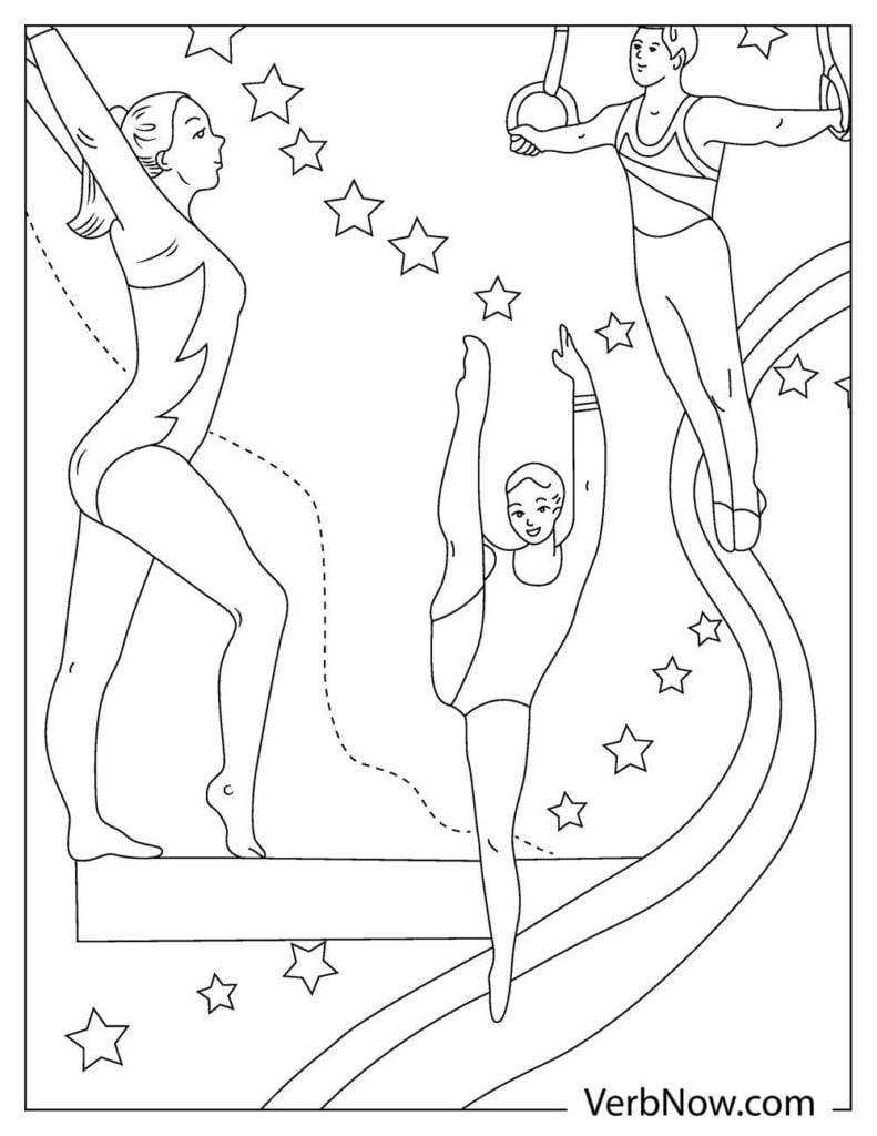 Free gymnastics coloring pages book for download printable pdf