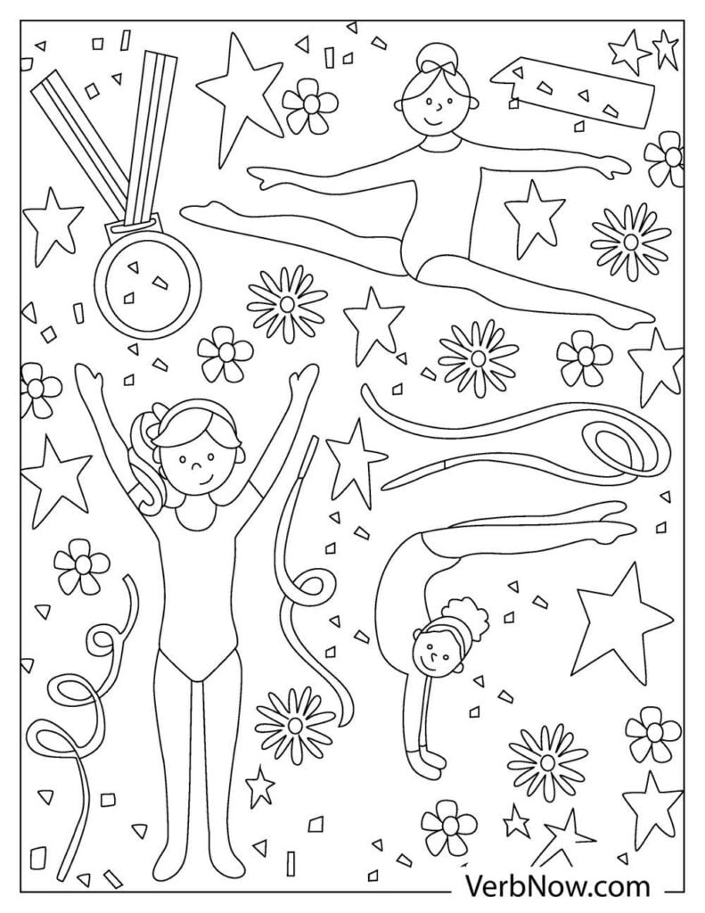 Free gymnastics coloring pages book for download printable pdf