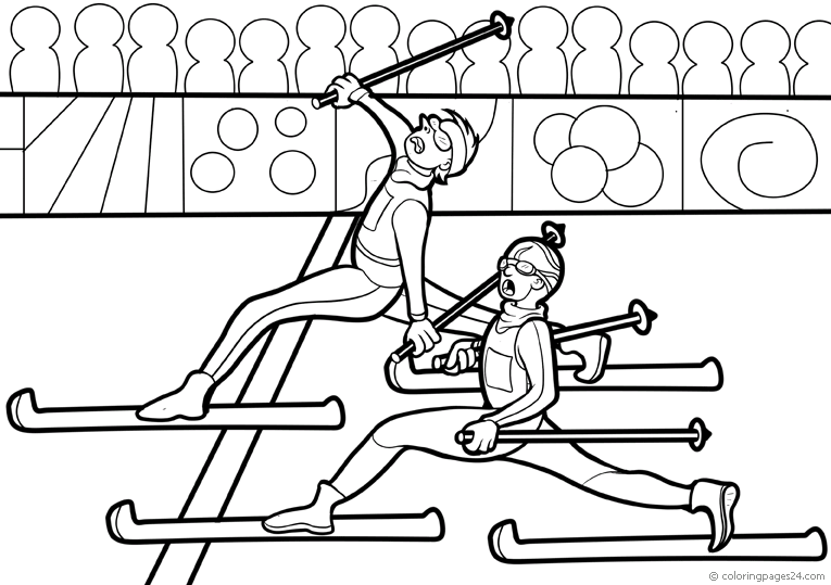 Skiing coloring pages