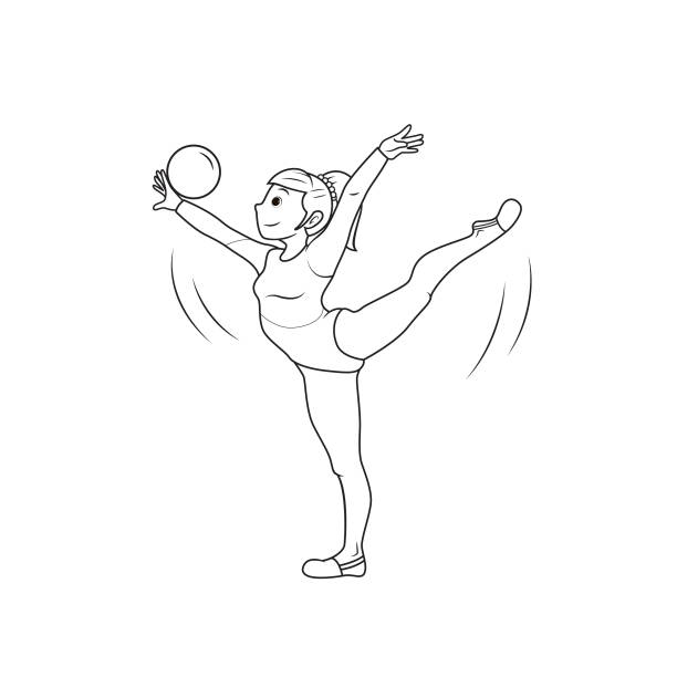 Girls gymnastics drawing stock illustrations royalty