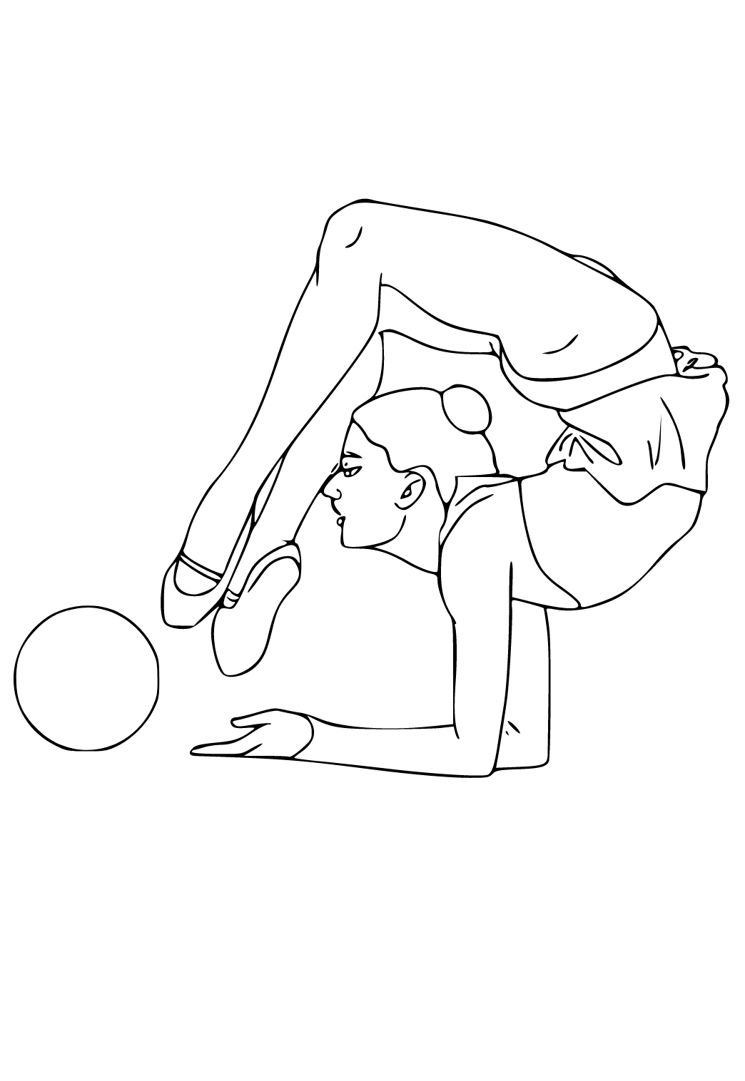 Free printable gymnastics ball coloring page for adults and kids