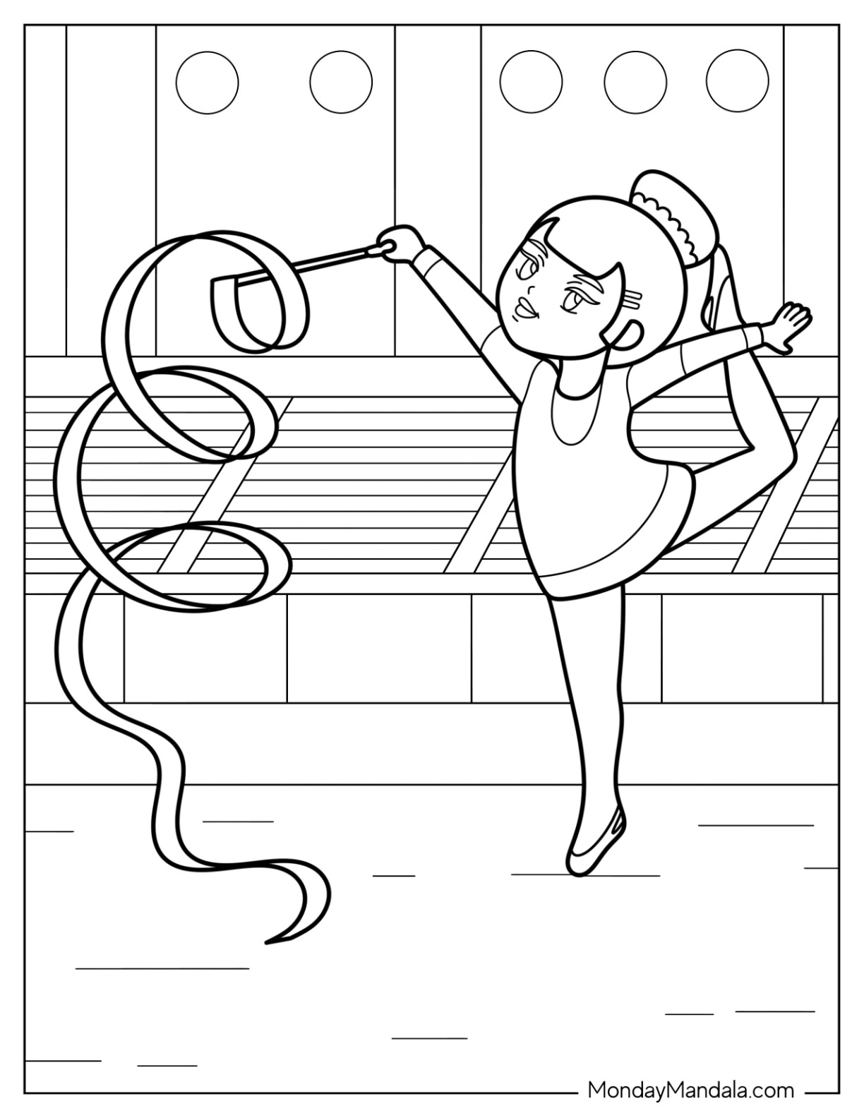 Gymnastics coloring pages free pdf printables