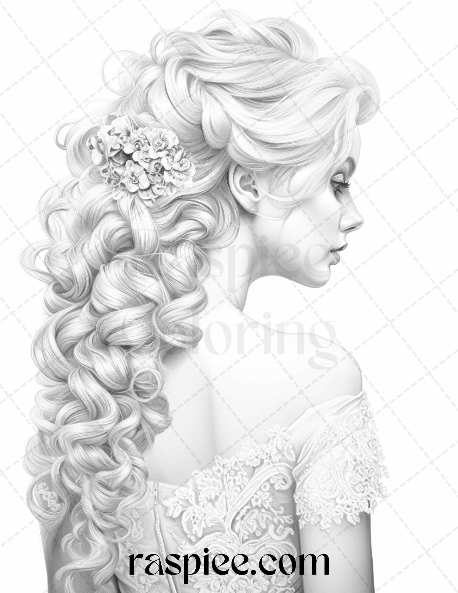 Beautiful hairstyles grayscale coloring pages printable for adults â coloring