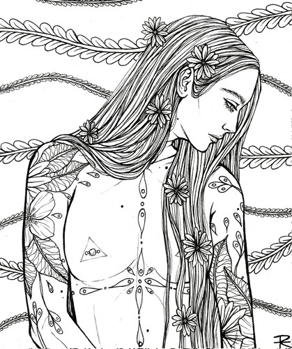 Printable coloring page girl with long hair roselin estephanãa