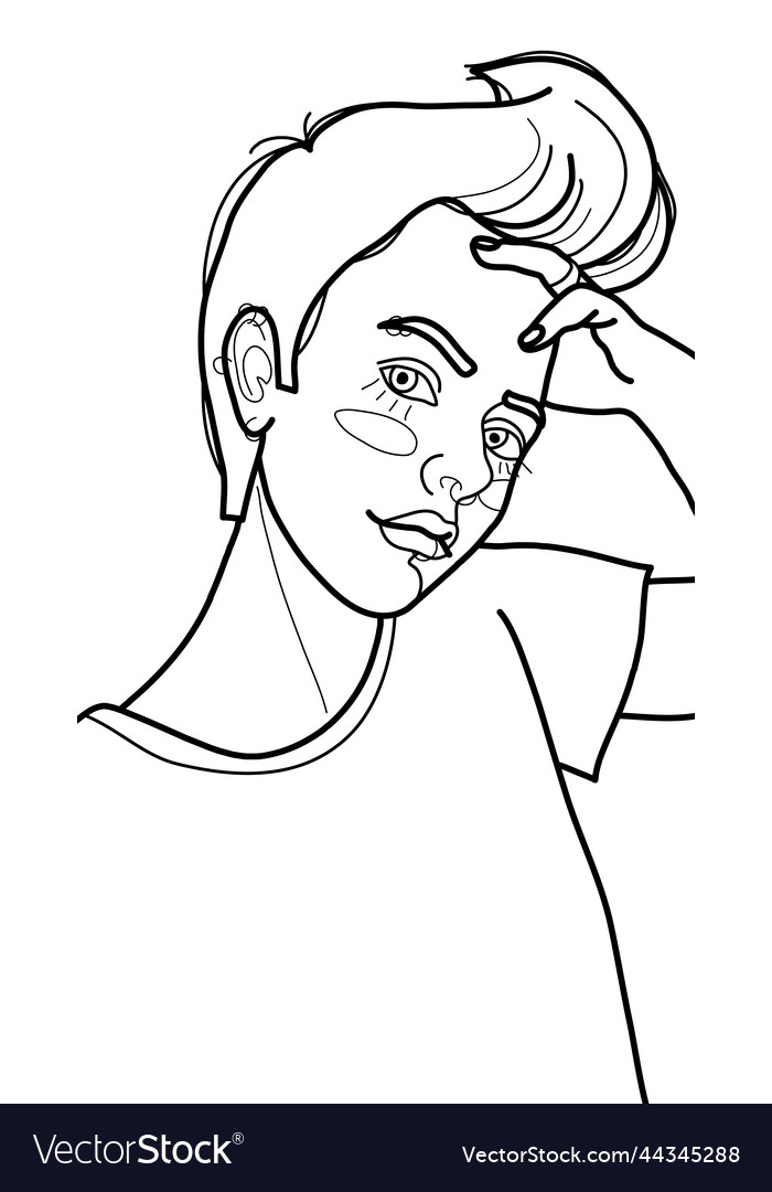 Girl with short hair coloring page royalty free vector image