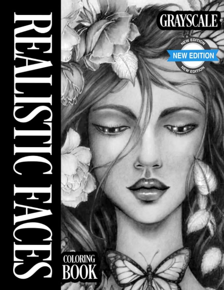 Realistic faces coloring book beautiful fantasy girls with beautiful hair designs braids and curls graysle coloring pages for adults crayon mindful books
