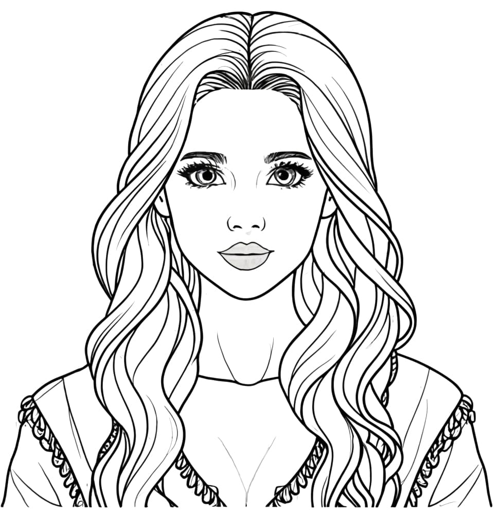 Realistic girl coloring pages