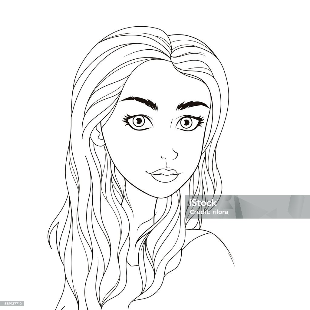 Pattern for coloring book beautiful girl stock illustration