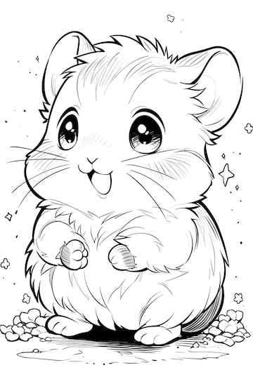 Premium vector cute hamster for kids coloring page line art clean and simple