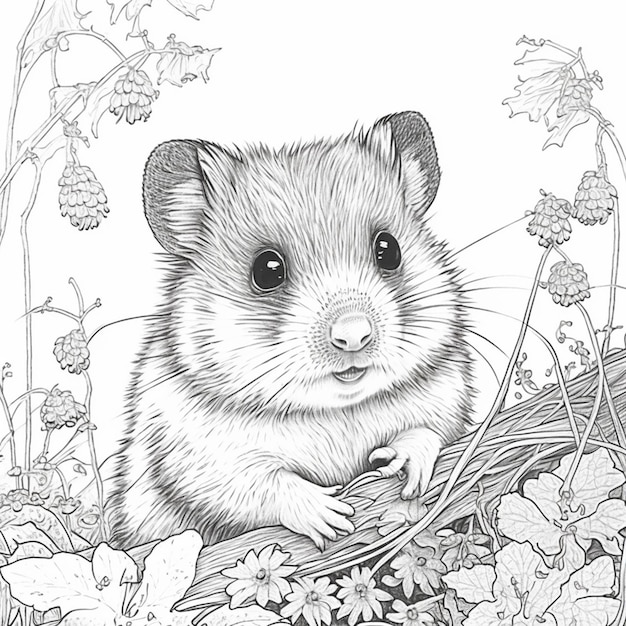 Premium ai image a cute hamster for coloring book with