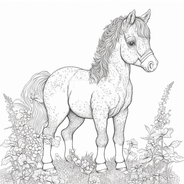 Premium ai image coloring pages for adults horse coloring pages for adults generative ai