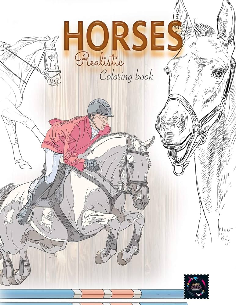 Realistic horses coloring book adult coloring books animals coloring happy arts books