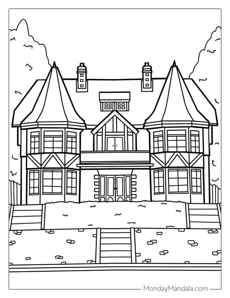 House coloring pages free pdf printables