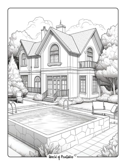 House coloring pages for kids adults