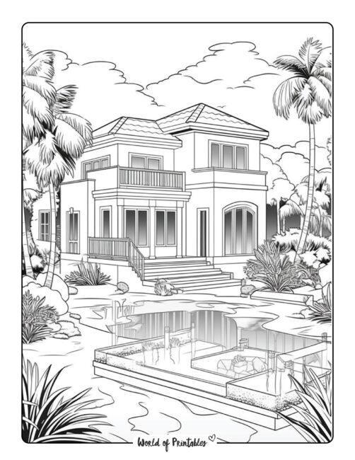 House coloring pages for kids adults