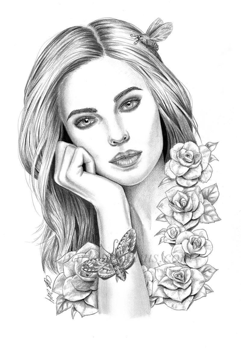 Wwwcharlottecelius pencil drawing portrait flowers people coloring pages designs coloring books adult coloring pages