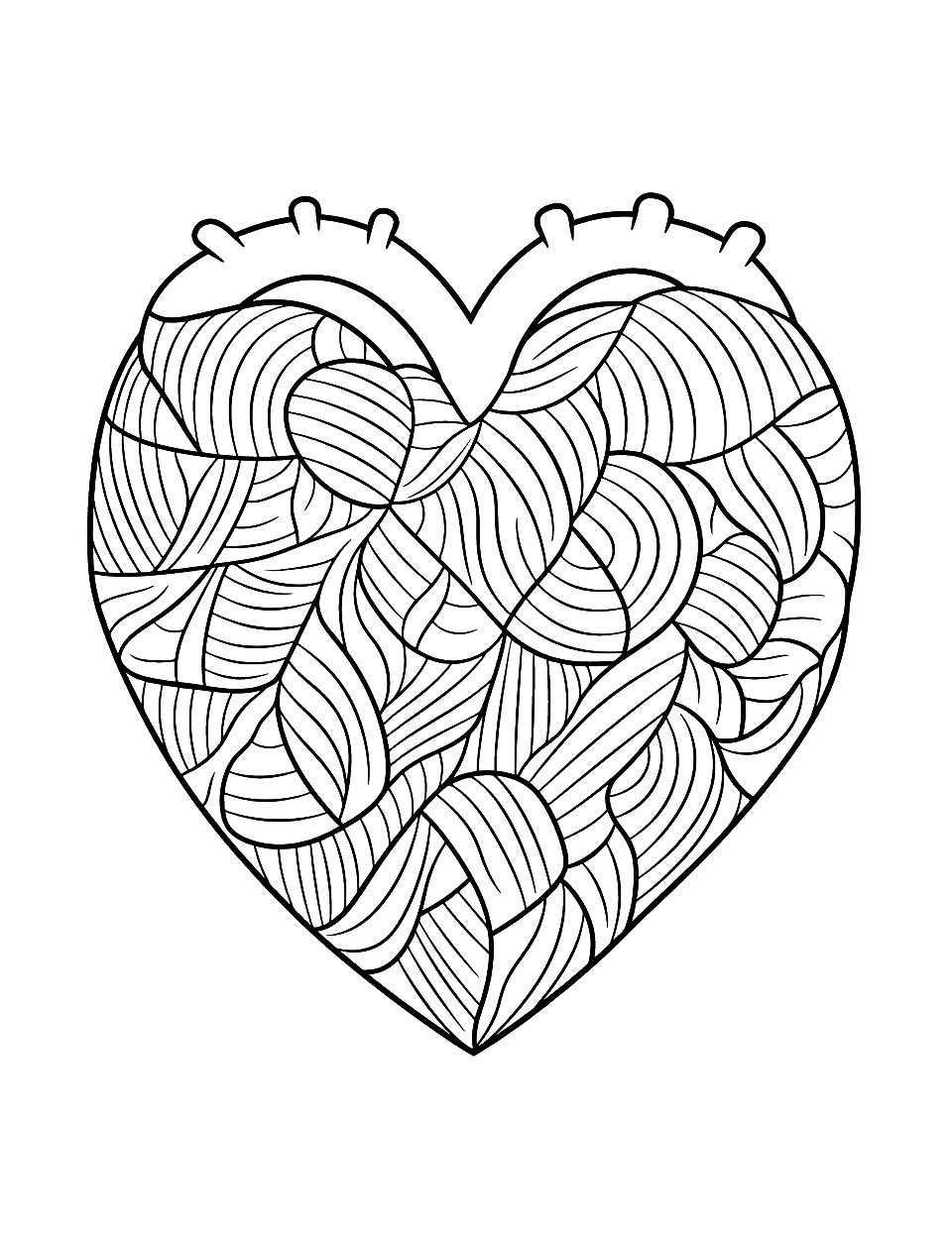 Heart coloring pages free printable sheets