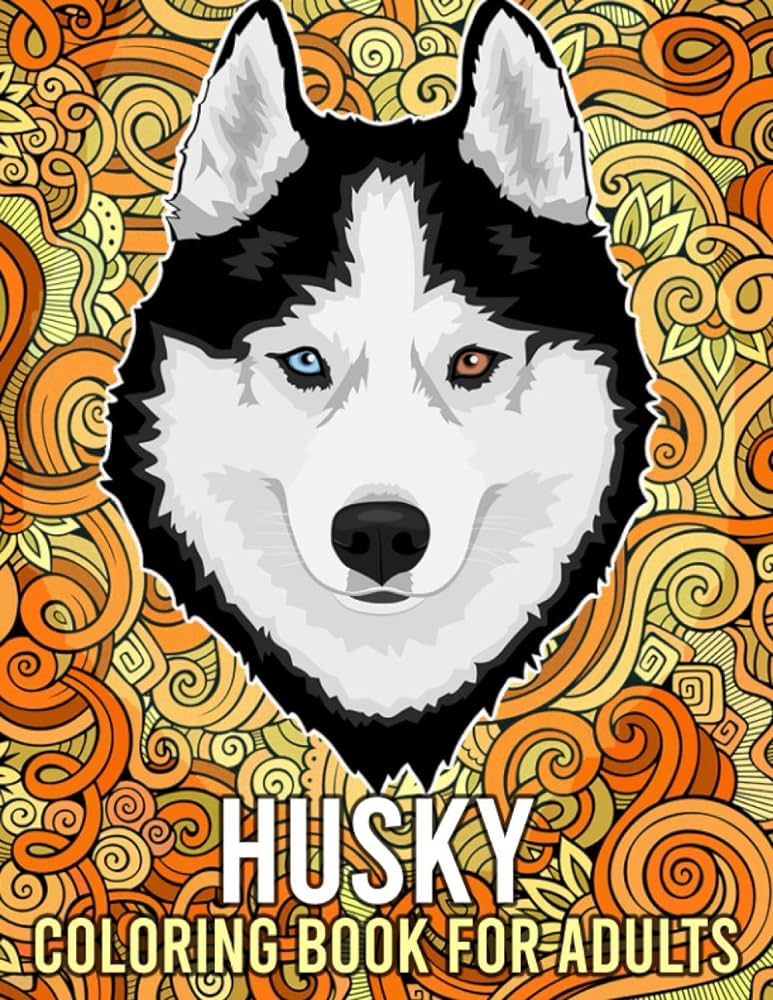 Husky coloring book for adults relaxing adorable siberian husky coloring pages husky gifts for husky lovers husky dog gifts for women illustrations traylor books
