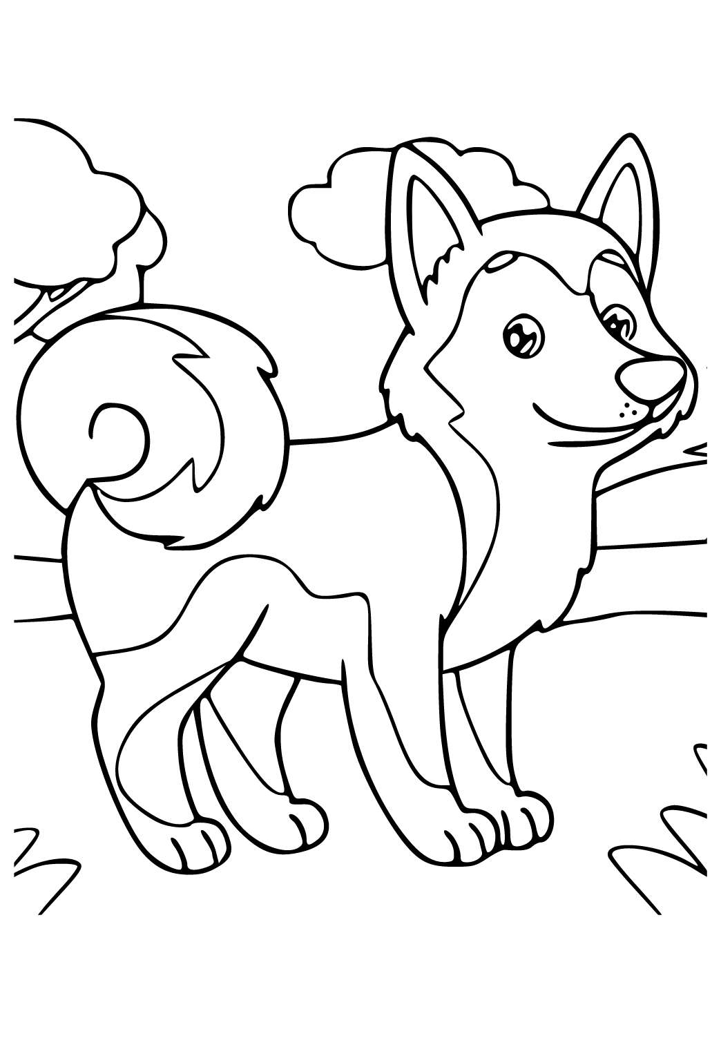 Free printable husky cute coloring page for adults and kids