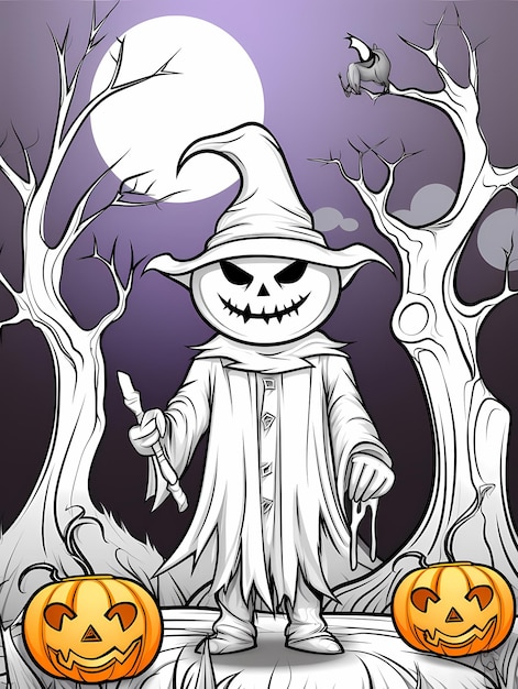 Premium ai image best of halloween coloring pages in the style of realistic and hyperdetailed renderings