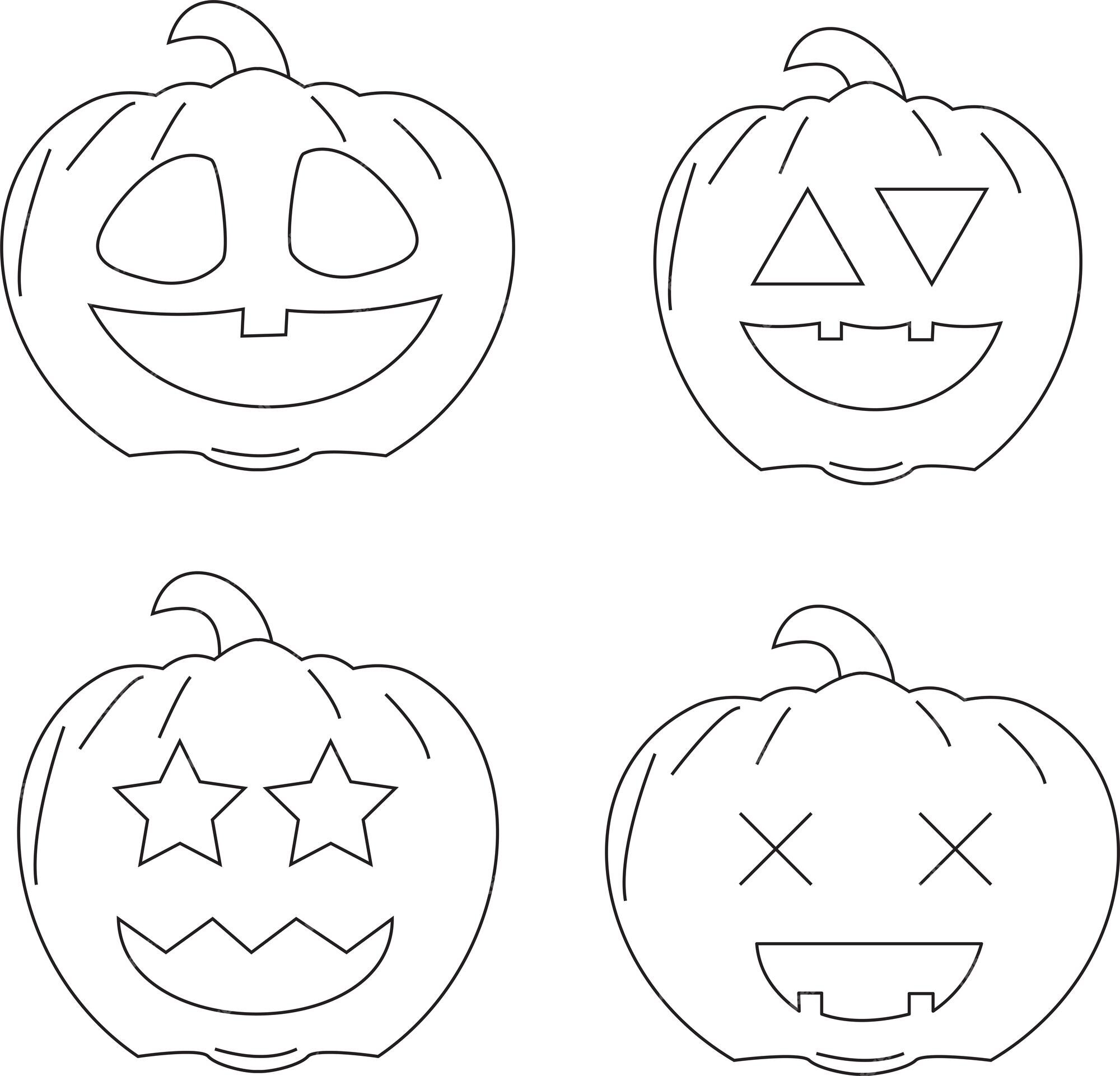 Premium vector a coloring page drawing of a jack o lantern halloween pumpkin vector illustration freehand sketch