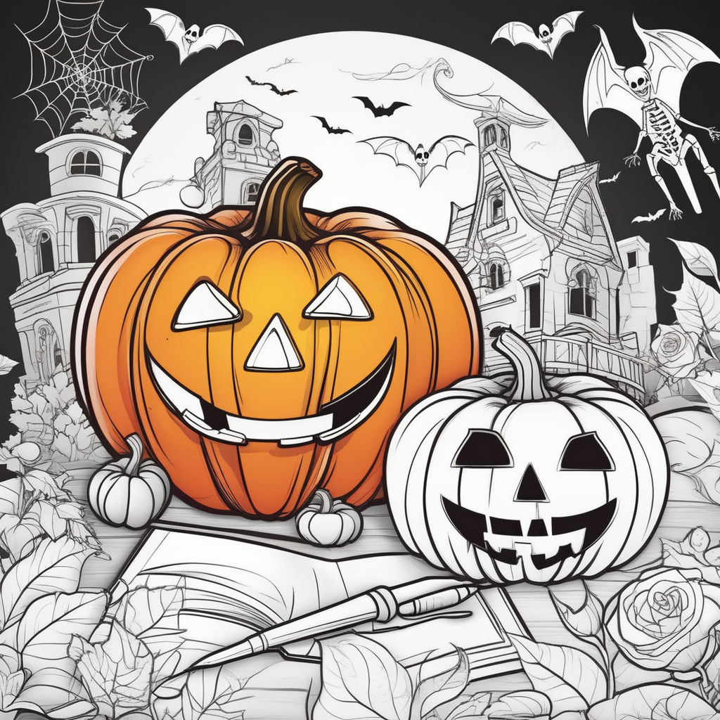 Halloween giant coloring pages for kids