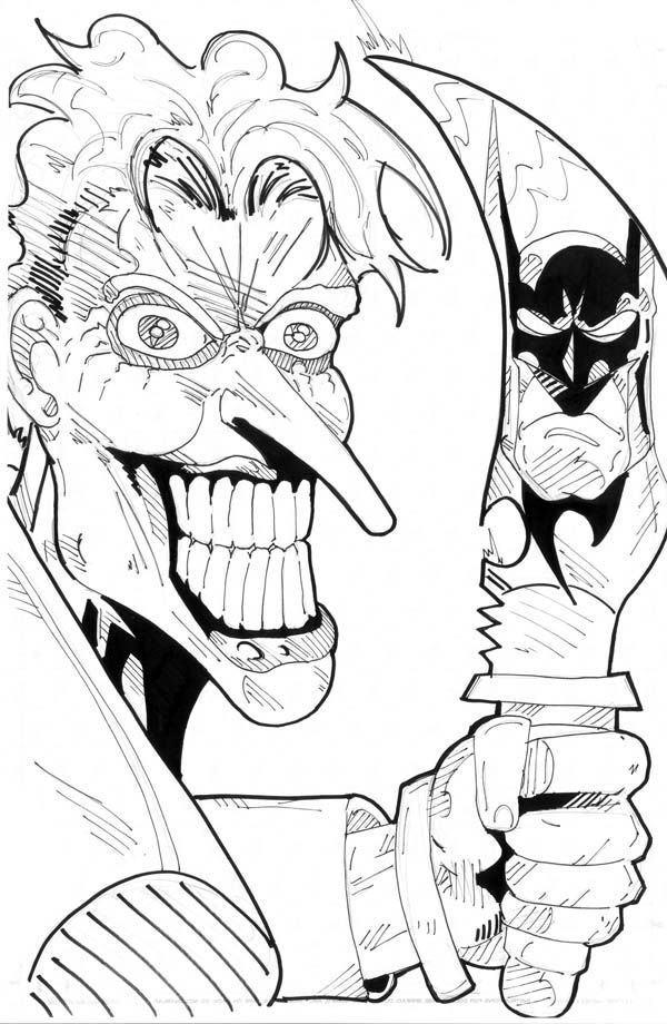 Scary joker with knife coloring page