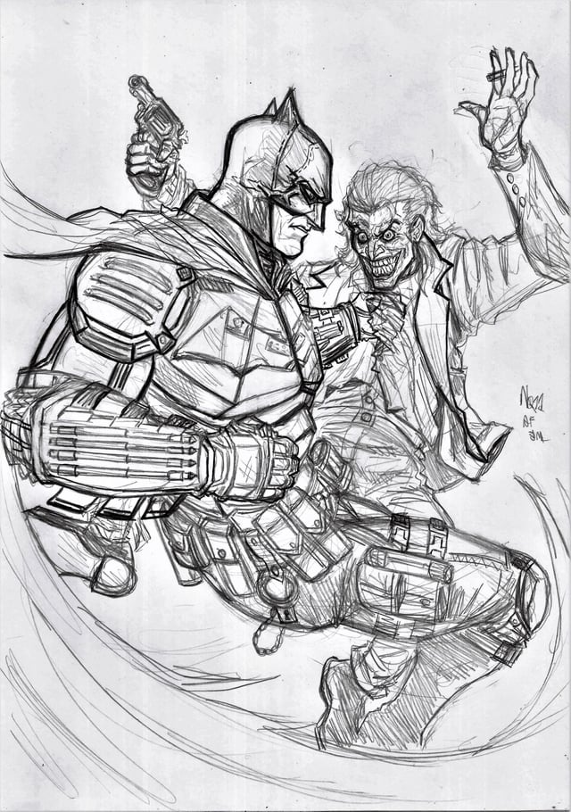 Fan art the batman vs joker based on a jim lee sketch by nic rdcics
