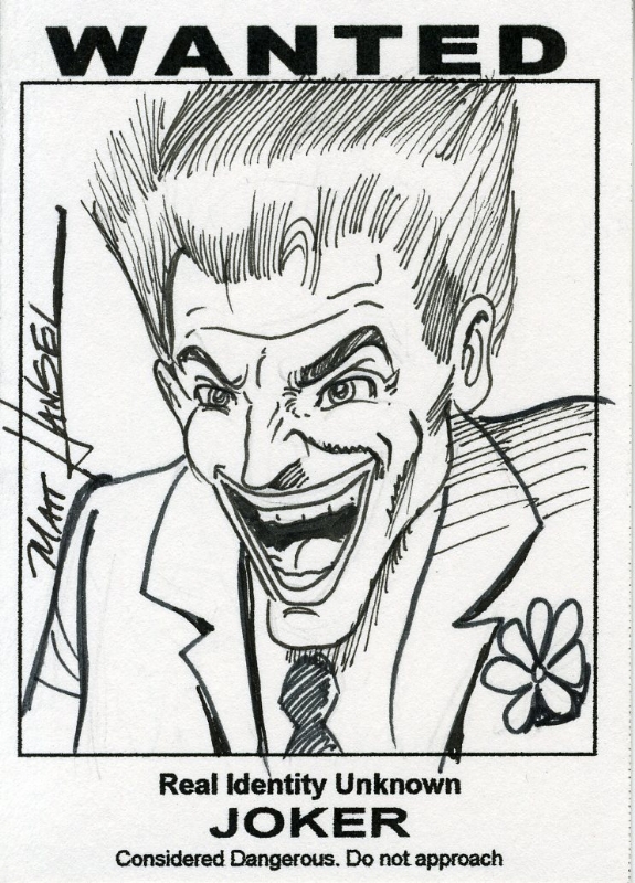 Joker wanted poster in jack larsens wanted posters dc batmans rouges sketch cards ic art gallery room