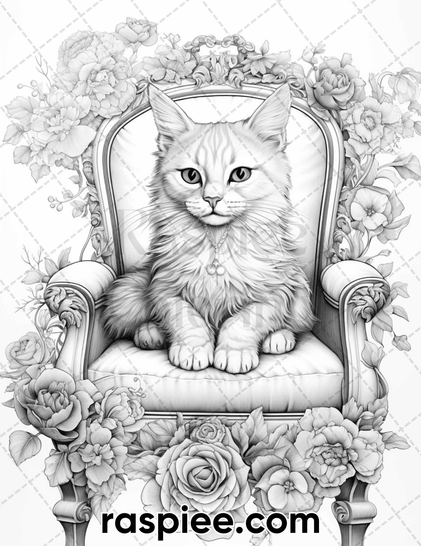 Royal king cat grayscale coloring pages for adults printable pdf i â coloring