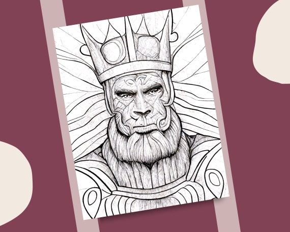 Cruel kings coloring pages evil eyed crowned king monarch illustrations coloring book printable coloring page