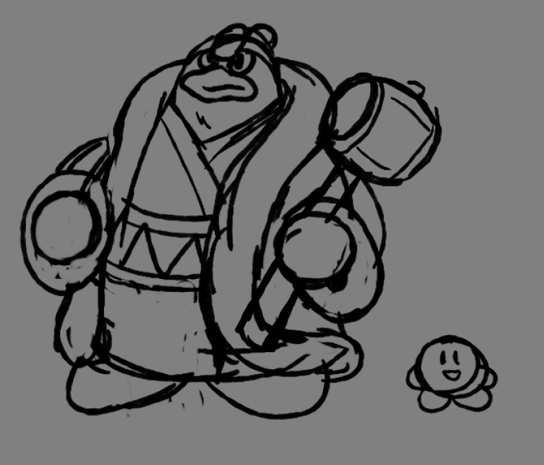 Ðpainter seapð on x random sketch from a year ago where i wanted to conceptualize how dedede would be proportioned if he was a realistic cgi character in a live action hybrid