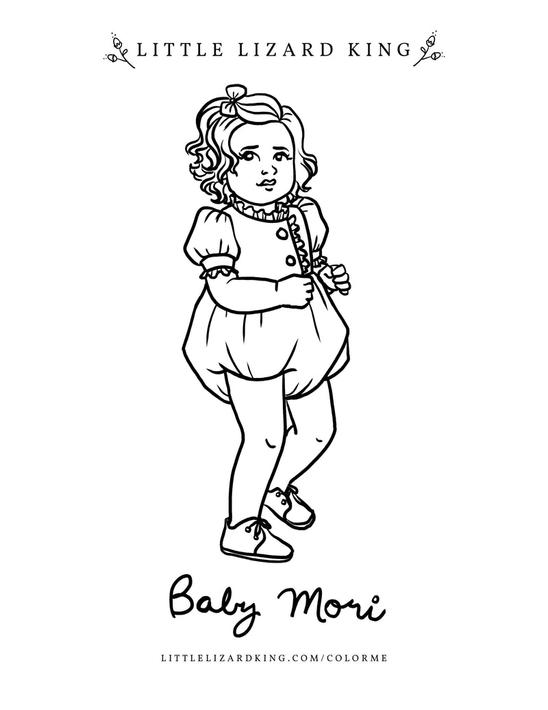 Mori baby coloring page â little lizard king