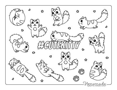 Free cat coloring pages for kids adults