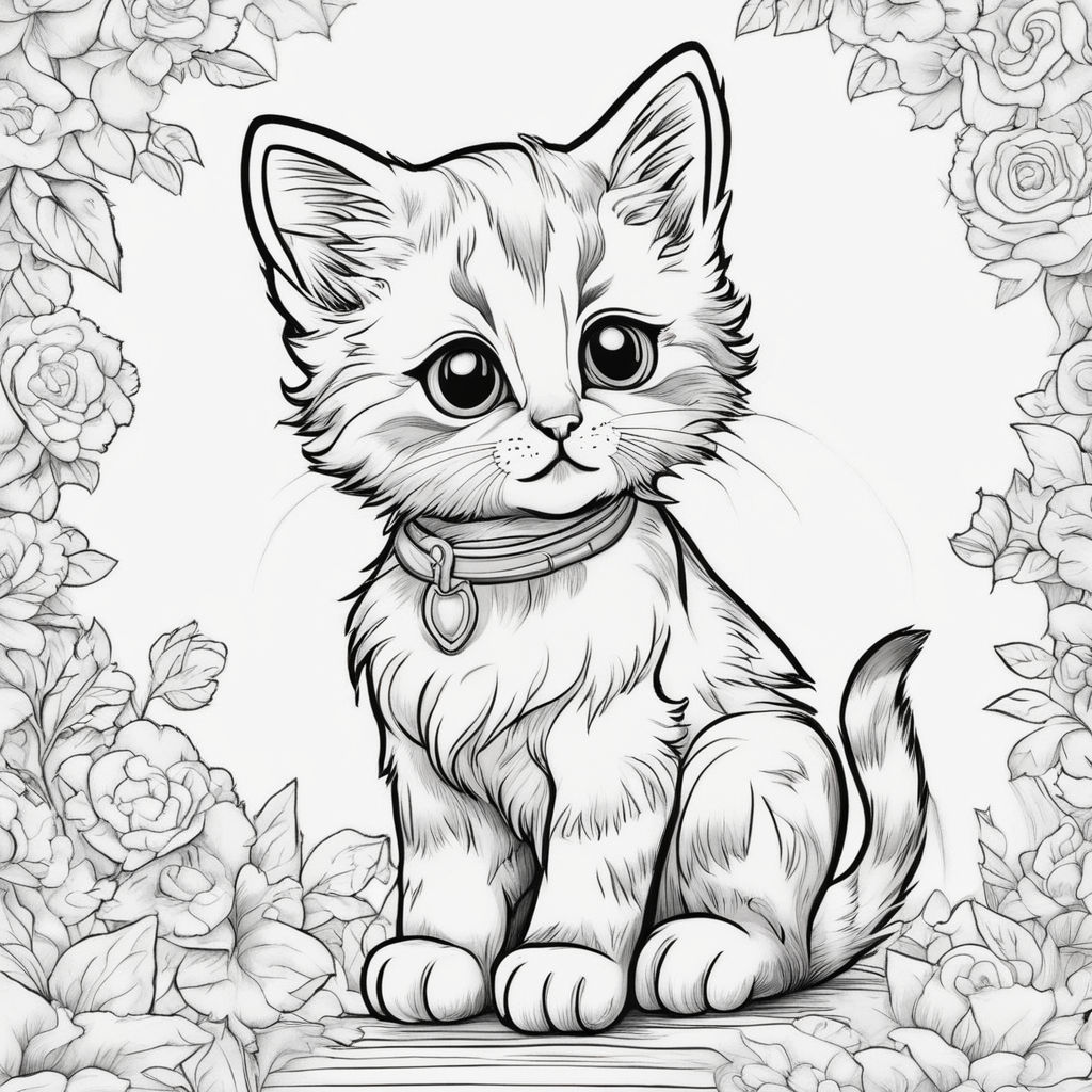 Kitten coloring page for adults