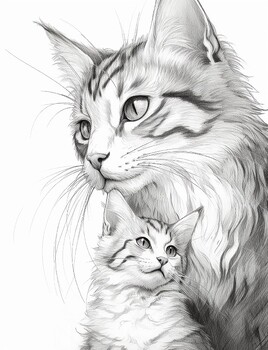 Realistic cat coloring pages vol by art coloring book tpt