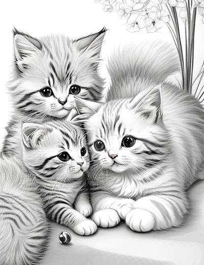 Kittens playing coloring pages by pournimasalvi on