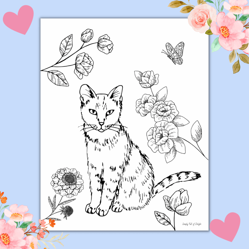 Cute kitty coloring pages for kids free printable