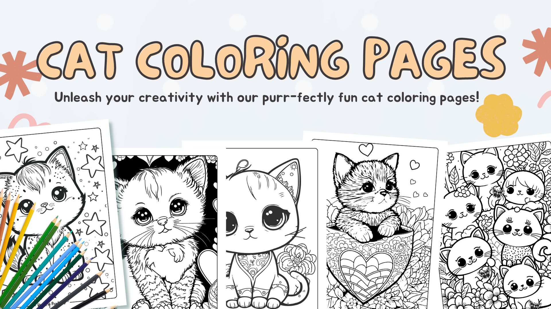 Cat coloring pages for kids adults