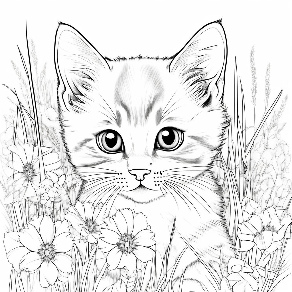 Coloring book black and white realistic sketch style