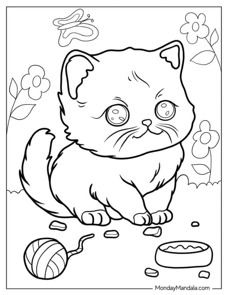 Kitten coloring pages free pdf printables