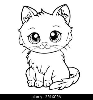 Cute kitten and mother cat coloring pages for kids stock vector image art