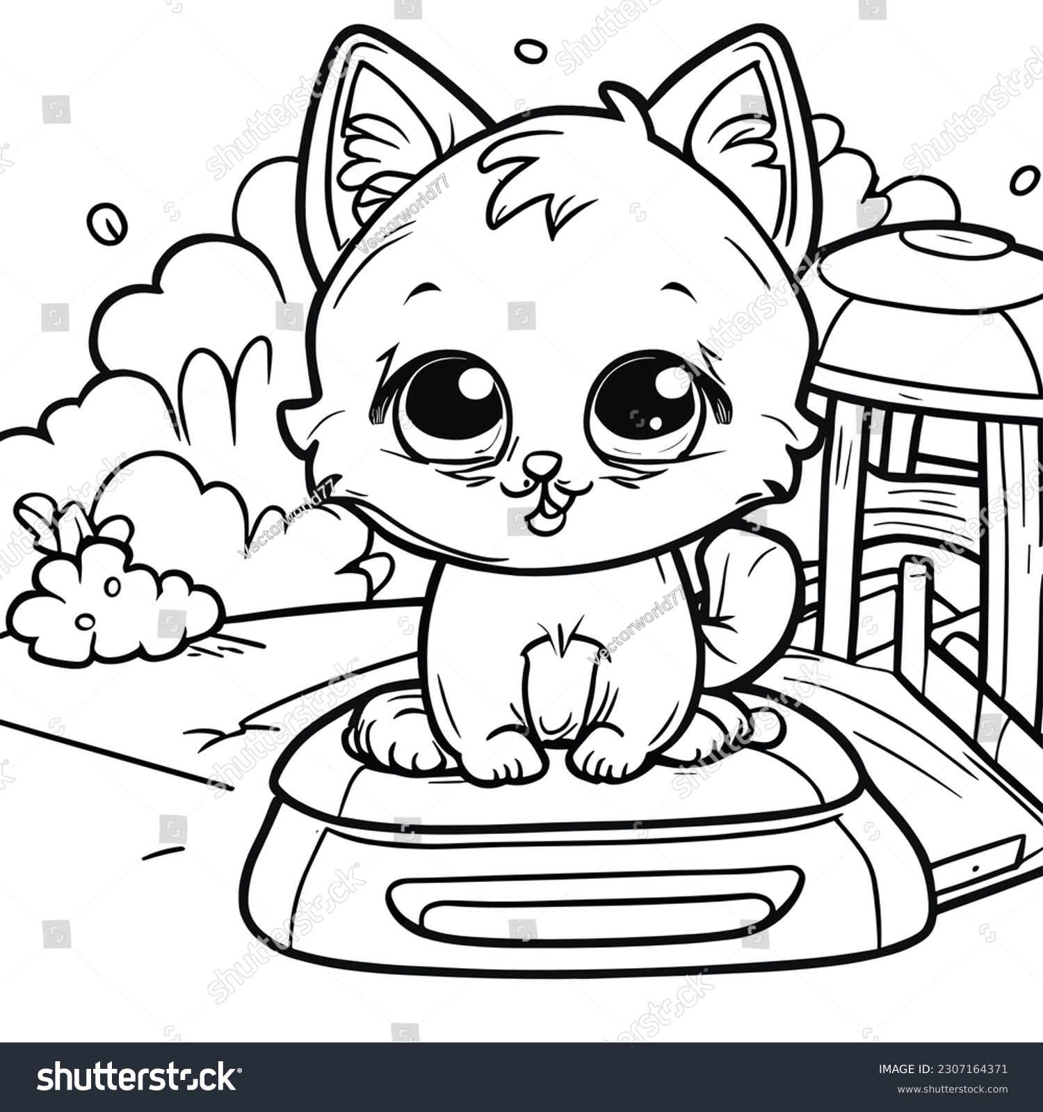 Coloring page outline cute cartoon striped stock vector royalty free