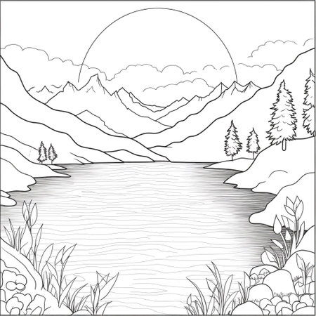 Lake coloring page stock photos and images