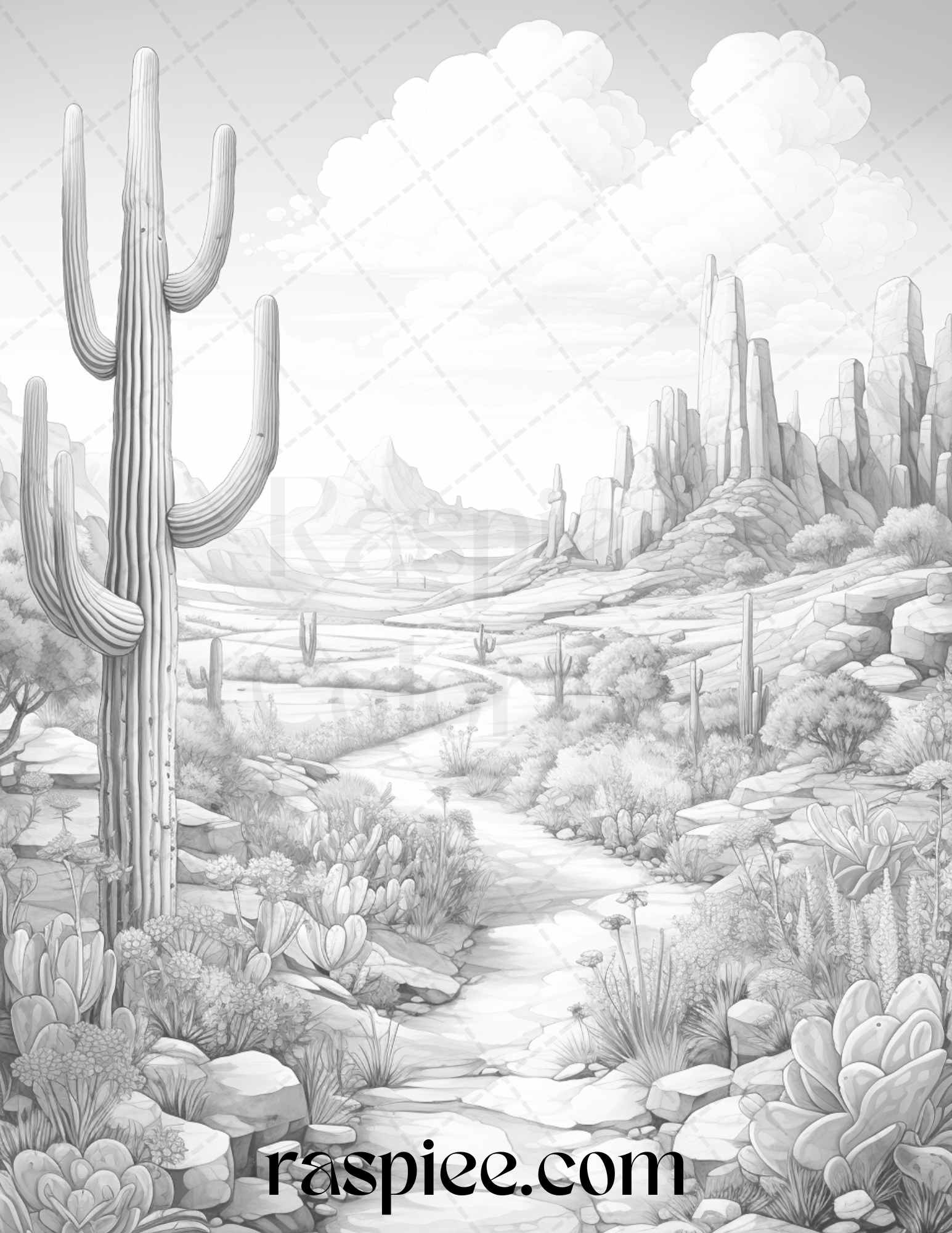 Desert landscapes grayscale coloring pages printable for adults pd â coloring